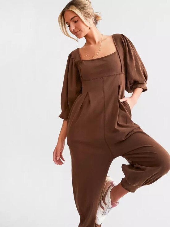 Free People Lotta Love Romper Size Large in Brown Butter Color - Picture 2 of 14